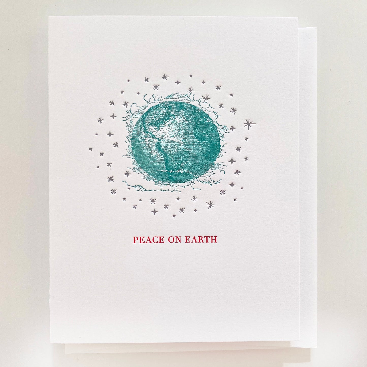 Letterpress Peace Earth Holiday Card