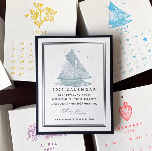 2025 Letterpress Printed Calendar