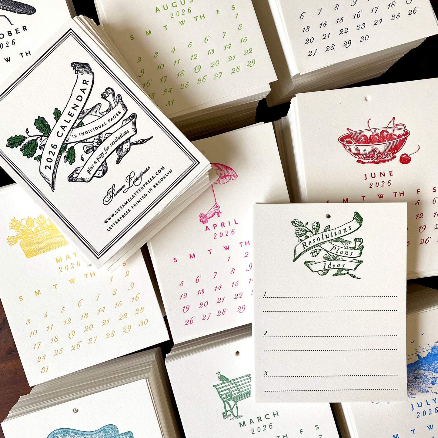 2026 Letterpress Printed Calendar