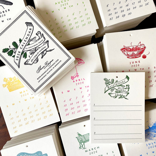 2026 Letterpress Printed Calendar