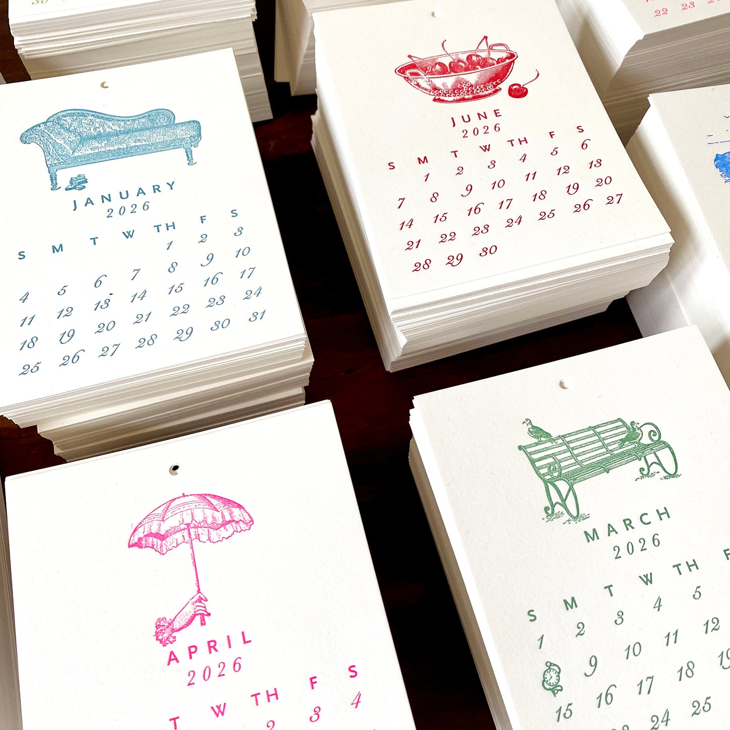 2026 Letterpress Printed Calendar
