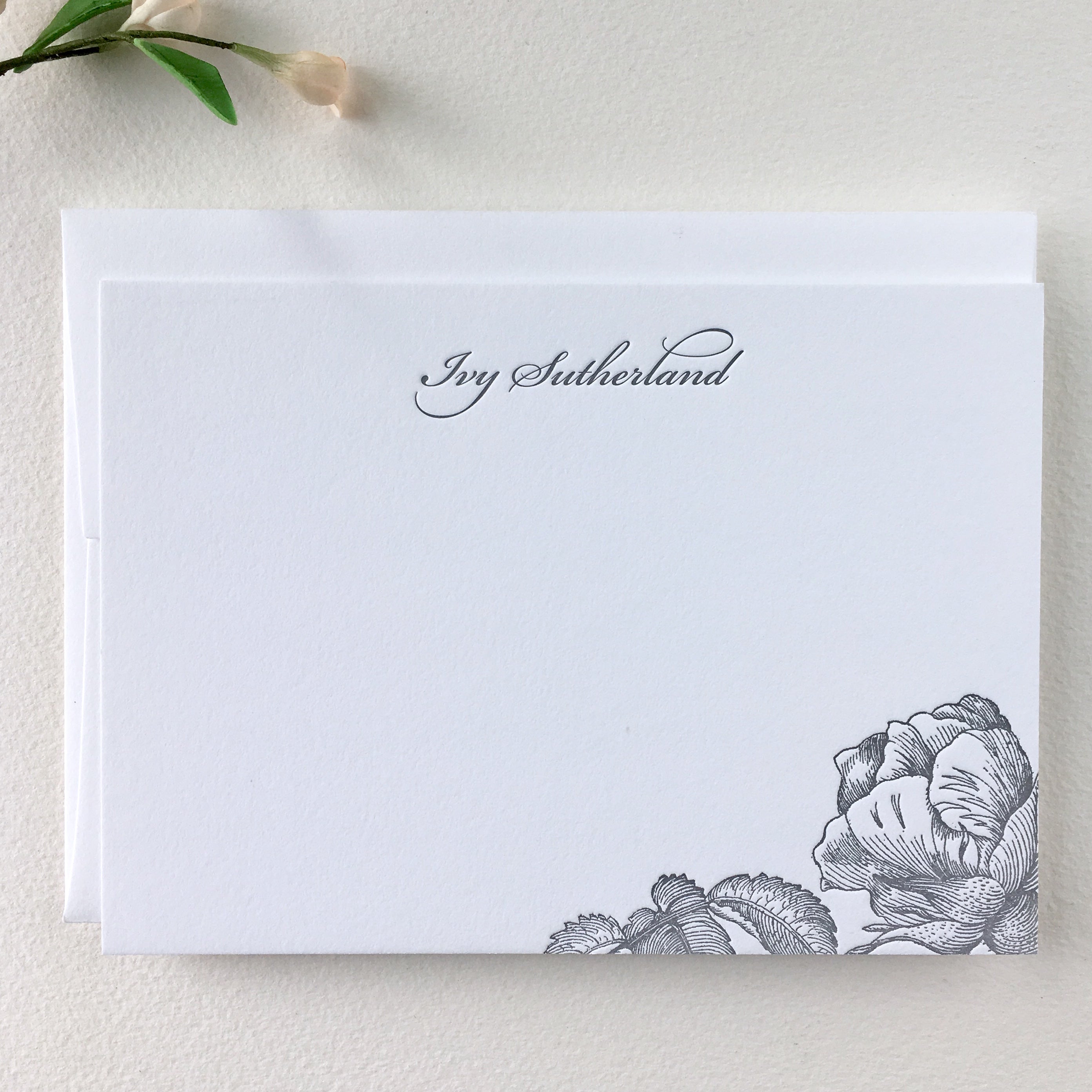 Rose Custom Note Cards – Sesame Letterpress Shop