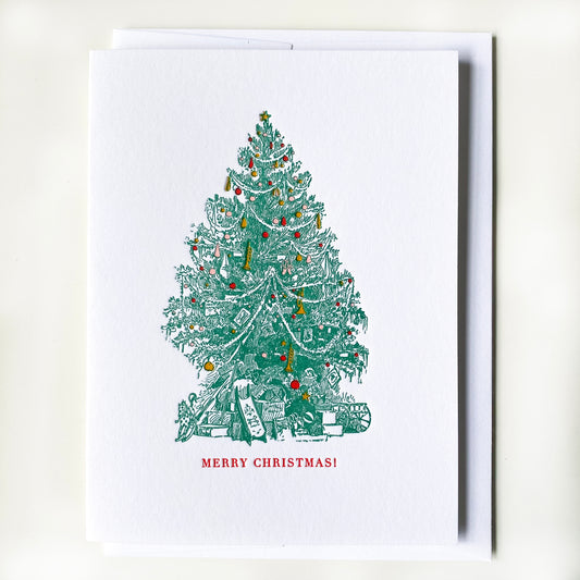 Vintage Christmas Tree Letterpress Card