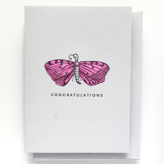 Pink Moth Congratulations Card