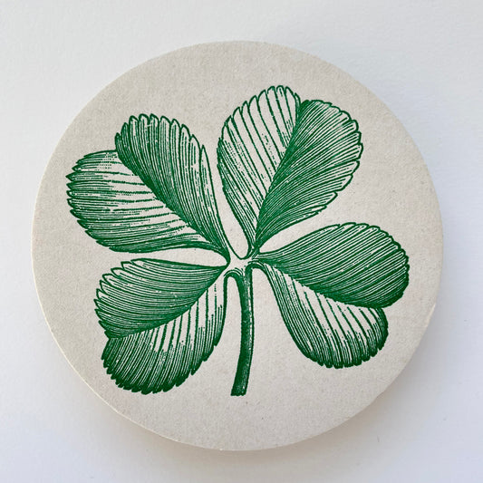 Letterpress Green Clover Coaster Set