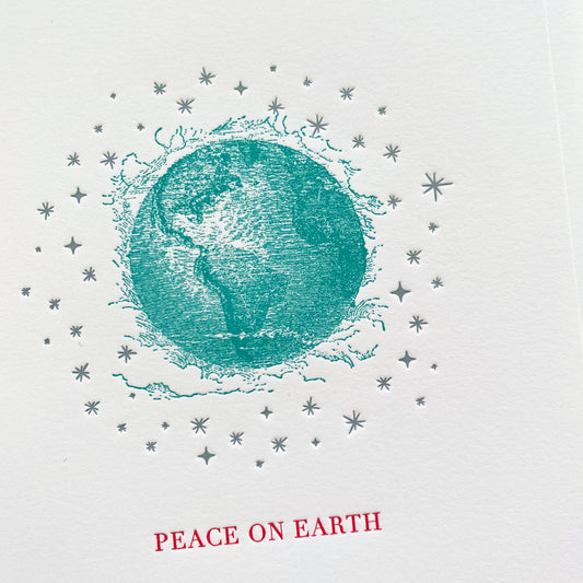 Letterpress Peace Earth Holiday Card