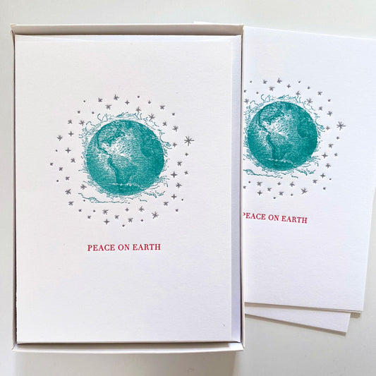 Letterpress Peace Earth Holiday Card (set of 8)