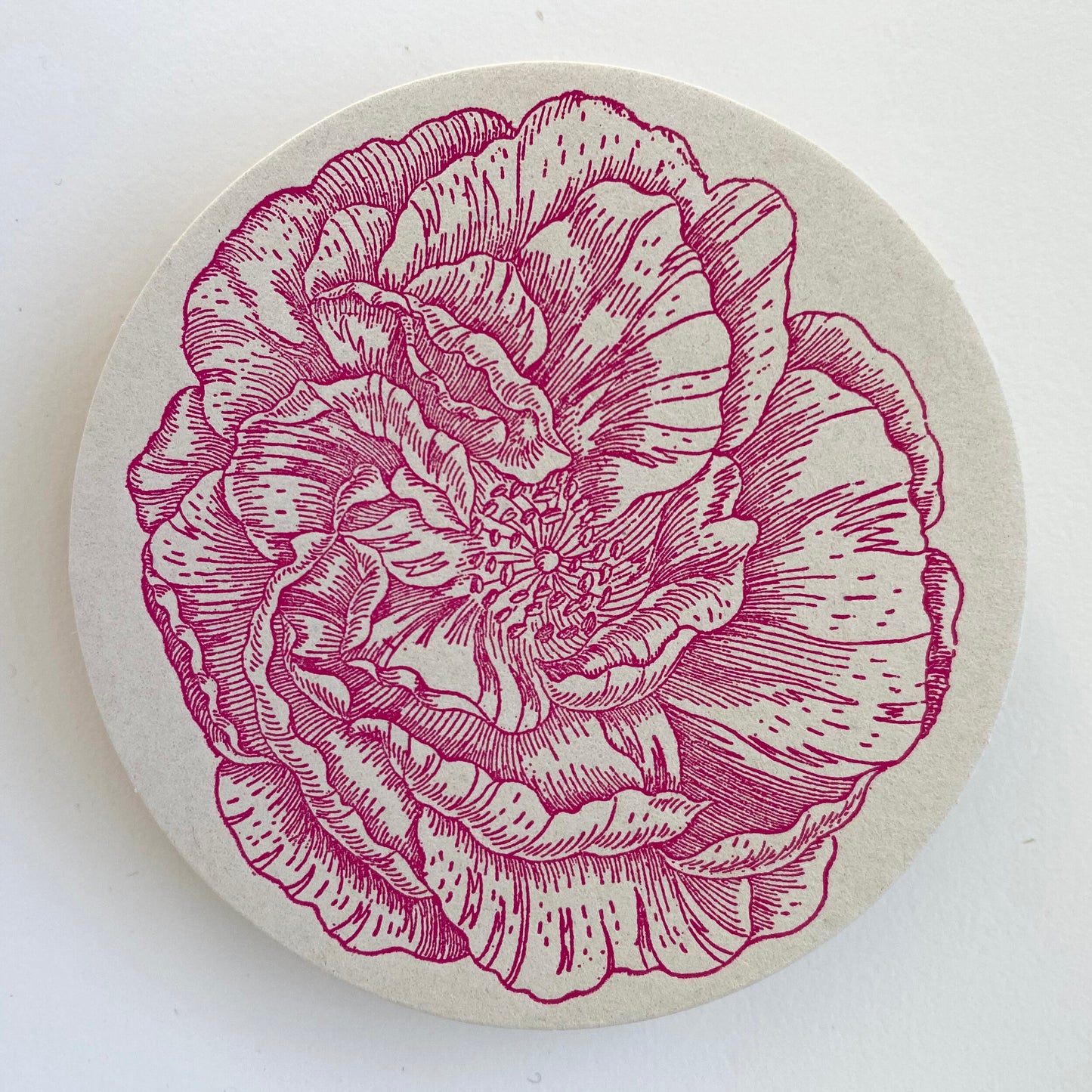 Letterpress Dark Pink Rose Coasters