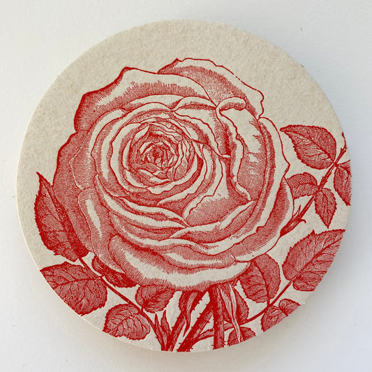 Letterpress Red Rose Coasters