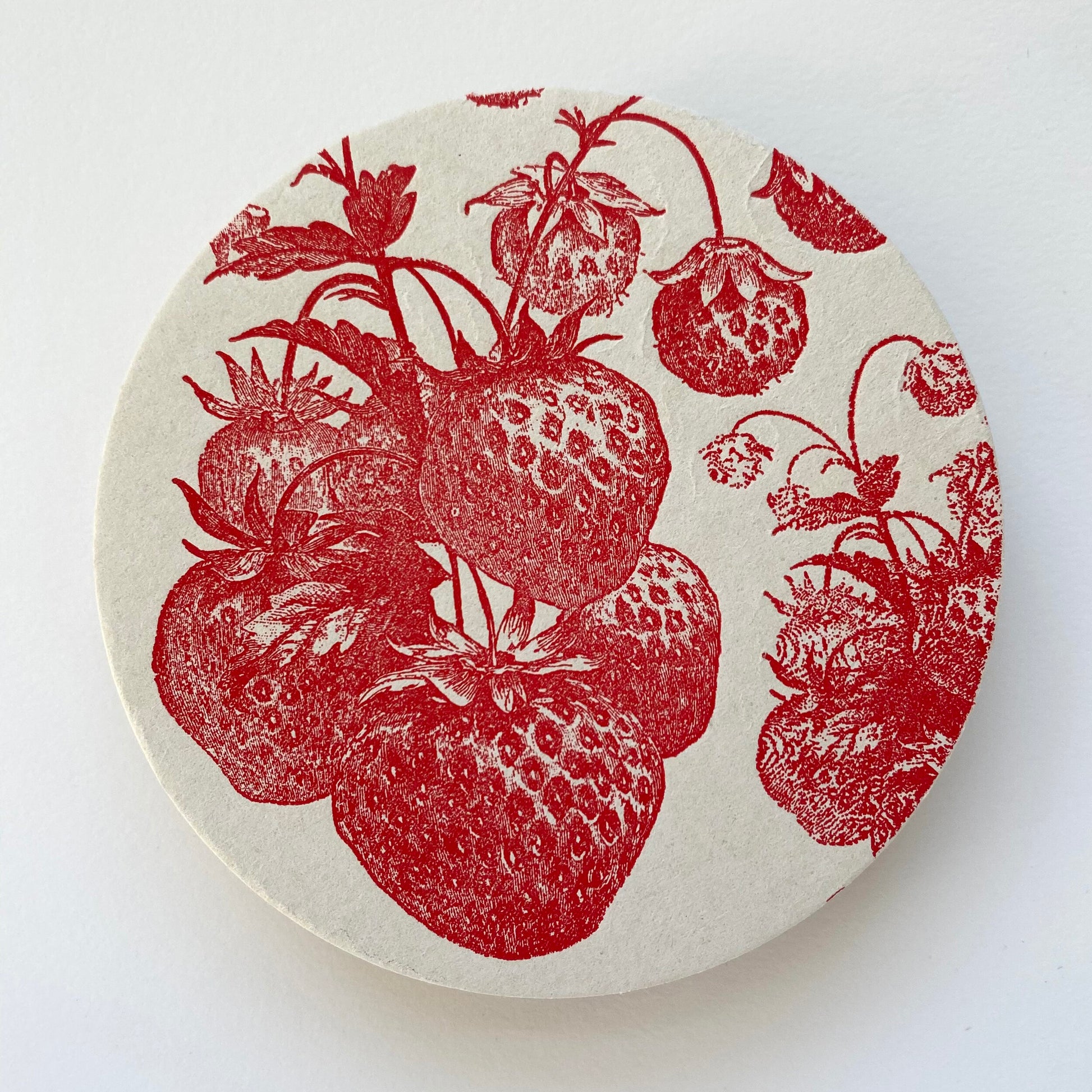 Letterpress Strawberry Coasters