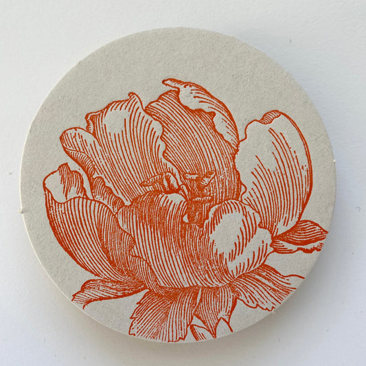 Letterpress Orange Tulip Coasters