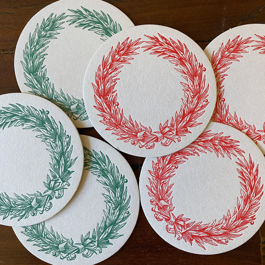 Holiday Wreath Coaster Set