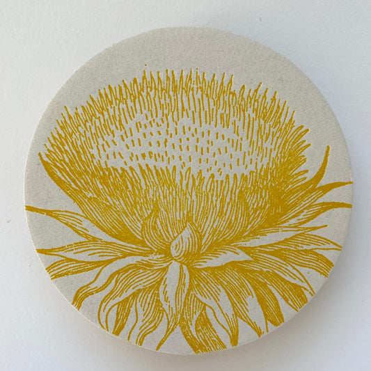 Letterpress Yellow Thistle Coasters